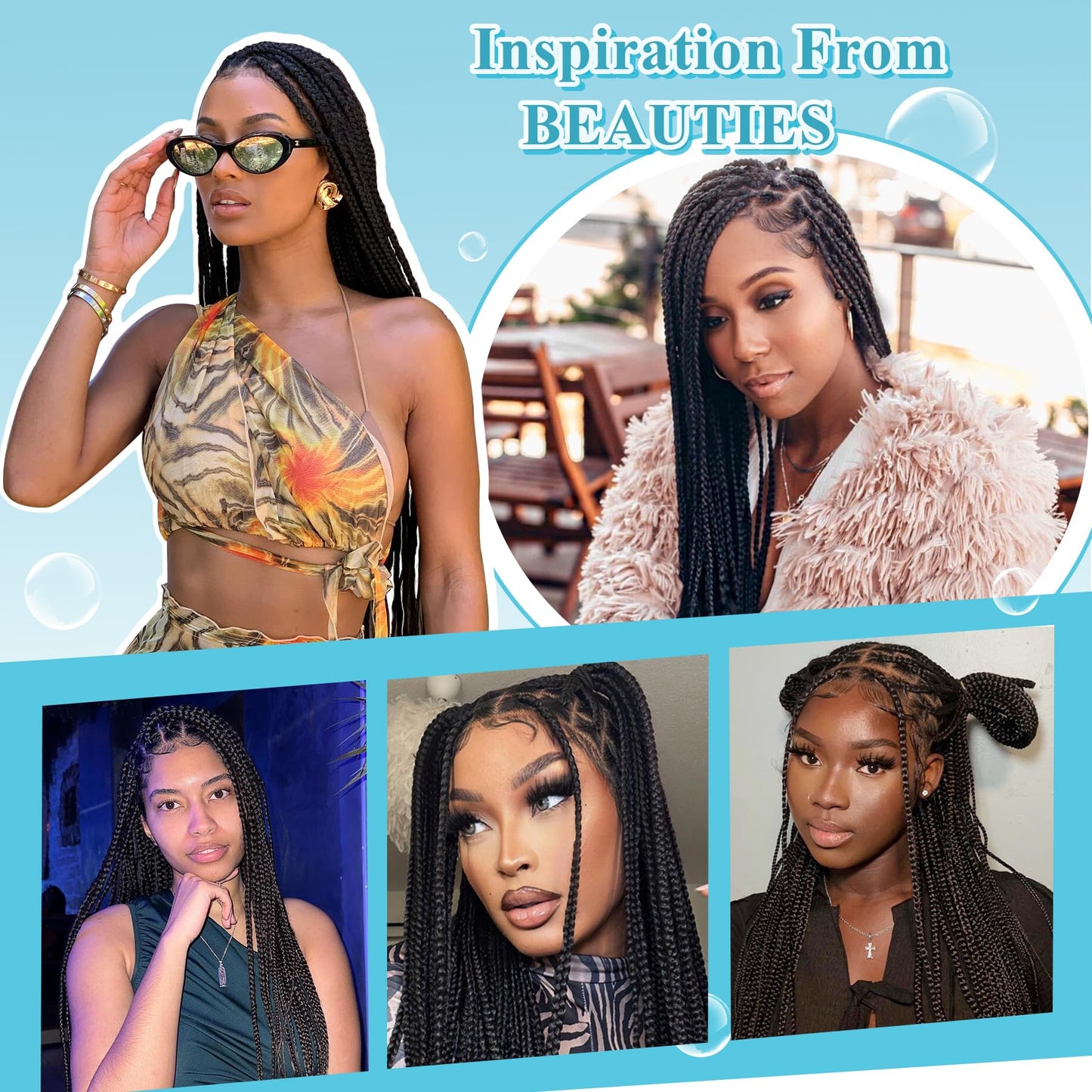 Olymei 360° Hd Full Lace Knotless Braided Wigs for Women Box Braid Wig with Baby Hair Premium Synthetic Long Black Braided Lace Front Wigs 36"