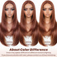 BrownBomb Cooper Blond Wear and Go Glueless Wigs Pre Plucked Pre Cut for Beginners Synthetic Lace Front Wigs For Woman With Bangs Long layered Straight 26 Inch Ginger Highlights 3 Seconds to Wear
