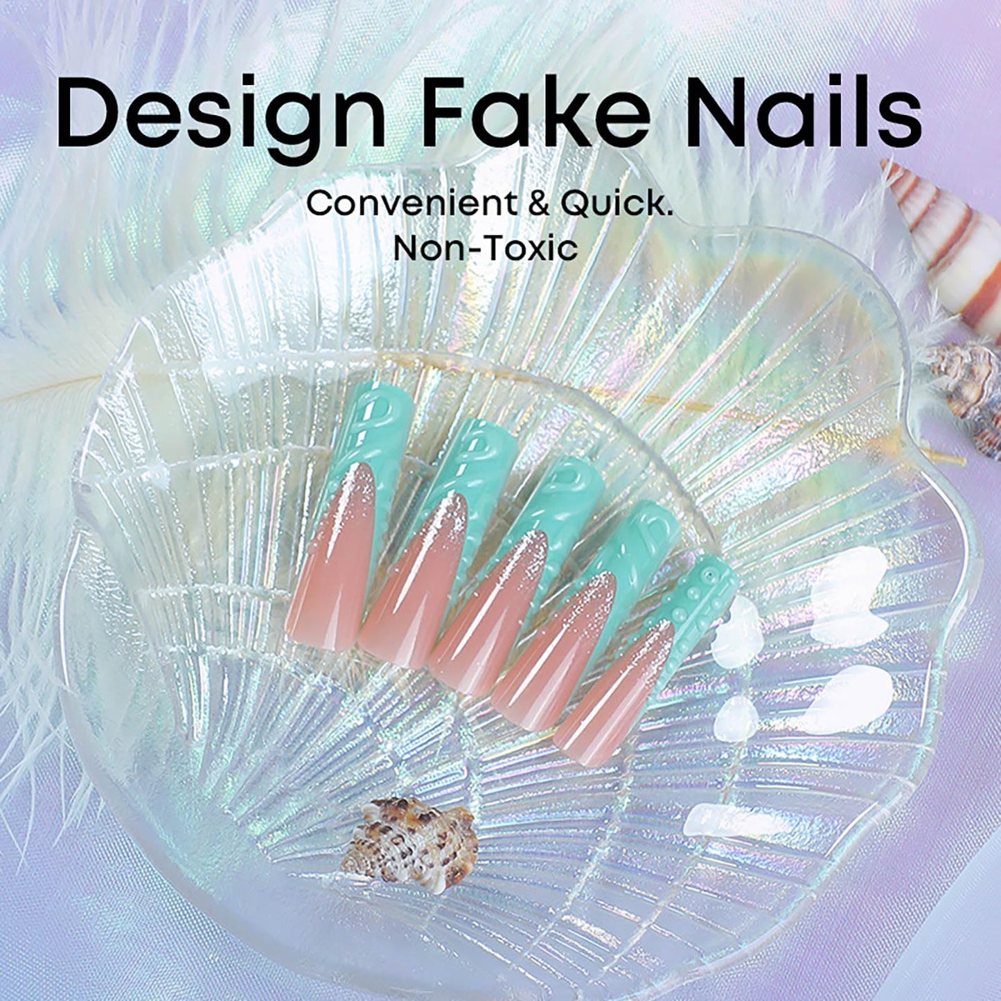 RTKHFZE Press on Nails Long Square Shape Fake Nails with 3D Polka Dots and French Tip Design False Nails,Nude Glue on Nails Gift for Holiday/Christmas Day/Daughter/Party/Valentine'S Day