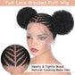 Lady Miranda Full Lace Braided Wig with Afro Puff Wigs for Black Women Short Braid Wig with Baby Hair Cornrow Box Braid Wigs for Black Women Short Lace Front Synthetic Fully Handmade Hair