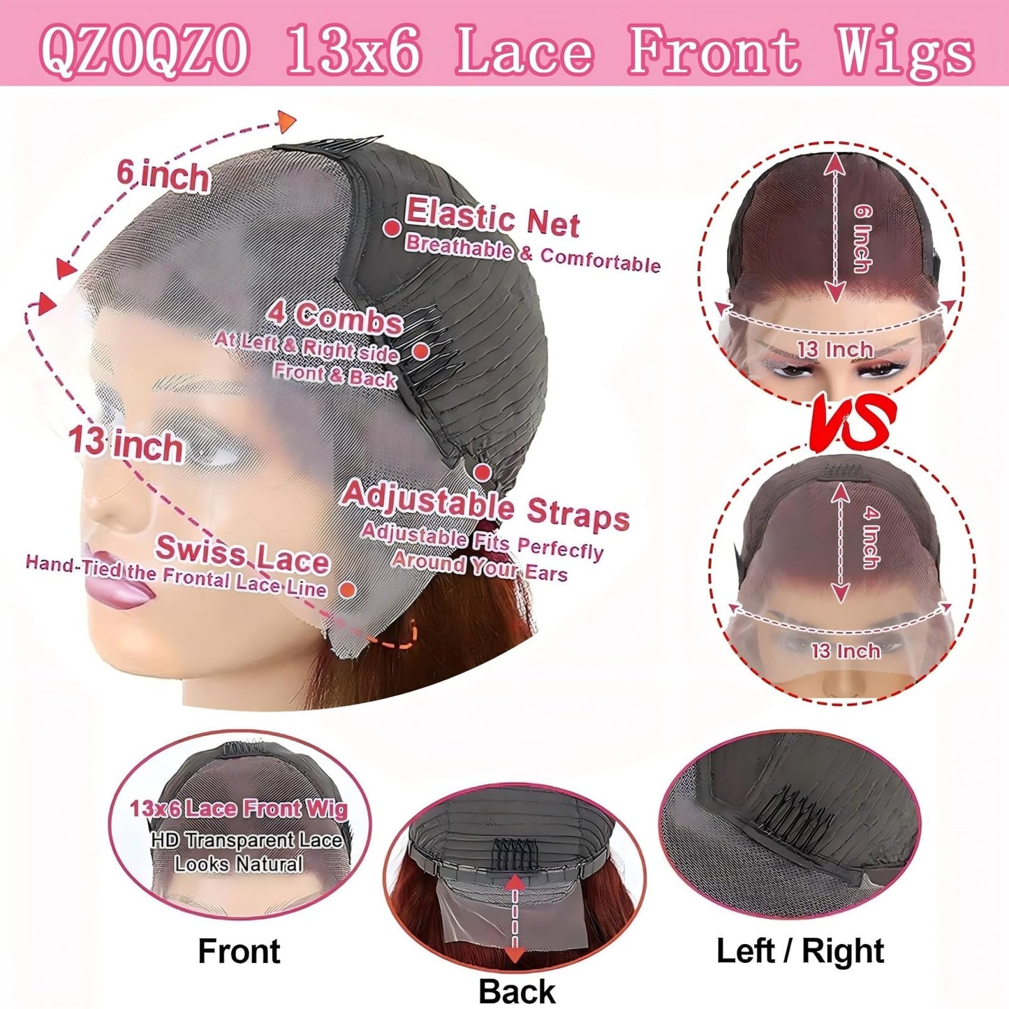 QZOQZO Reddish Brown Lace Front Wig Human Hair Body Wave Lace Front Wigs Human Hair 13x6 Pre Plucked 33# Colored Red Wig 180% Density Glueless Wigs for Women 28Inch