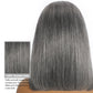 Hoscod Grey Mixed White Lace Front Bob Wig Human Hair 8 Inch Straight Lace Frontal Wigs Human Hair 180 Density Ombre Grey White Suitable For All Hair Types 13x4 HD Bob Wig with Baby Hair