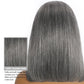 Hoscod Ombre Grey White Bob Wig Human Hair Straight 16 Inch 180 Density 13x4 HD Transparent Lace Frontal Wigs Baby Hair Pre Plucked Lace Front Wig for Black Women Glueles Grey mixed White Bob Wigs
