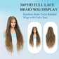 Olymei 360° HD Full Lace Braided Wigs for Women Knotless Boho Braided Wigs Twisted Braids Lace Wig with Baby Hair Premium Synthetic Braided Lace Front Wigs 36" Light Brown