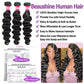 Beaushine Human Hair Bundles Loose Deep Wave Bundles and Closure (14 16 18+14) 10A Brazilian Loose Wave hd Lace Closure with Unprocessed Brazilian Raw Virgin Human Hair Quick Weave Bundles