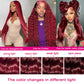 QZOQZO 99J Burgundy Lace Front Wigs Human Hair 13x6 HD Transparent Body Wave Lace Front Wigs Pre Plucked 99j Burgundy Red Wine Glueless Human Hair Wigs for Women Reddish Brown 180% Density 34 Inch