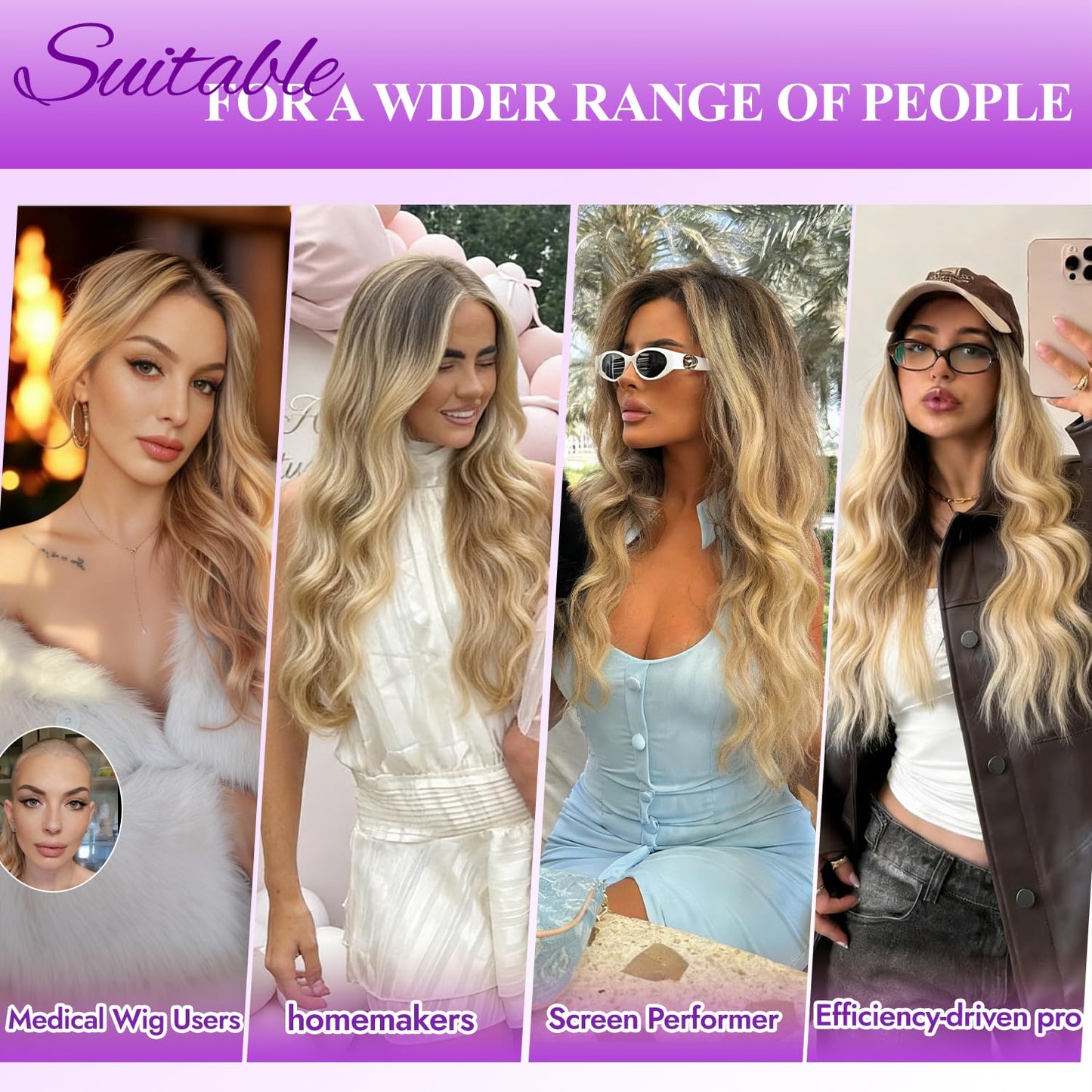 Eawwii Ash Blonde Mix Platinum Wig for Women Long Wavy 4x1 Lace Natural Hairline Glueless for Beginners Middle Part Synthetic for Daily Party Use 26Inch