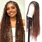 Olymei Boho Braided Wigs for Black Women Knotless Braided Wigs Box Braid Wig with Baby Hair Full Double Lace Ombre Brown Boho Braided Wig Premium Synthetic Lace Braided Wig,36" Double Lace
