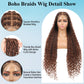 Olymei 360° HD Full Lace Knotless Braided Wigs for Black Women Boho Braided Wigs with Baby Hair Box Braid Wig Premium Synthetic Braid Lace Front Wig with Curly End Brown 36"