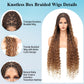 Olymei Boho knotless Braided Wigs for Women Boho Braid Wig Full Double Lace Front Bohemian Box Braid Wig with Baby Hair Premium Synthetic Braided Lace Front Wig 36" Mix Brown and Light Brown