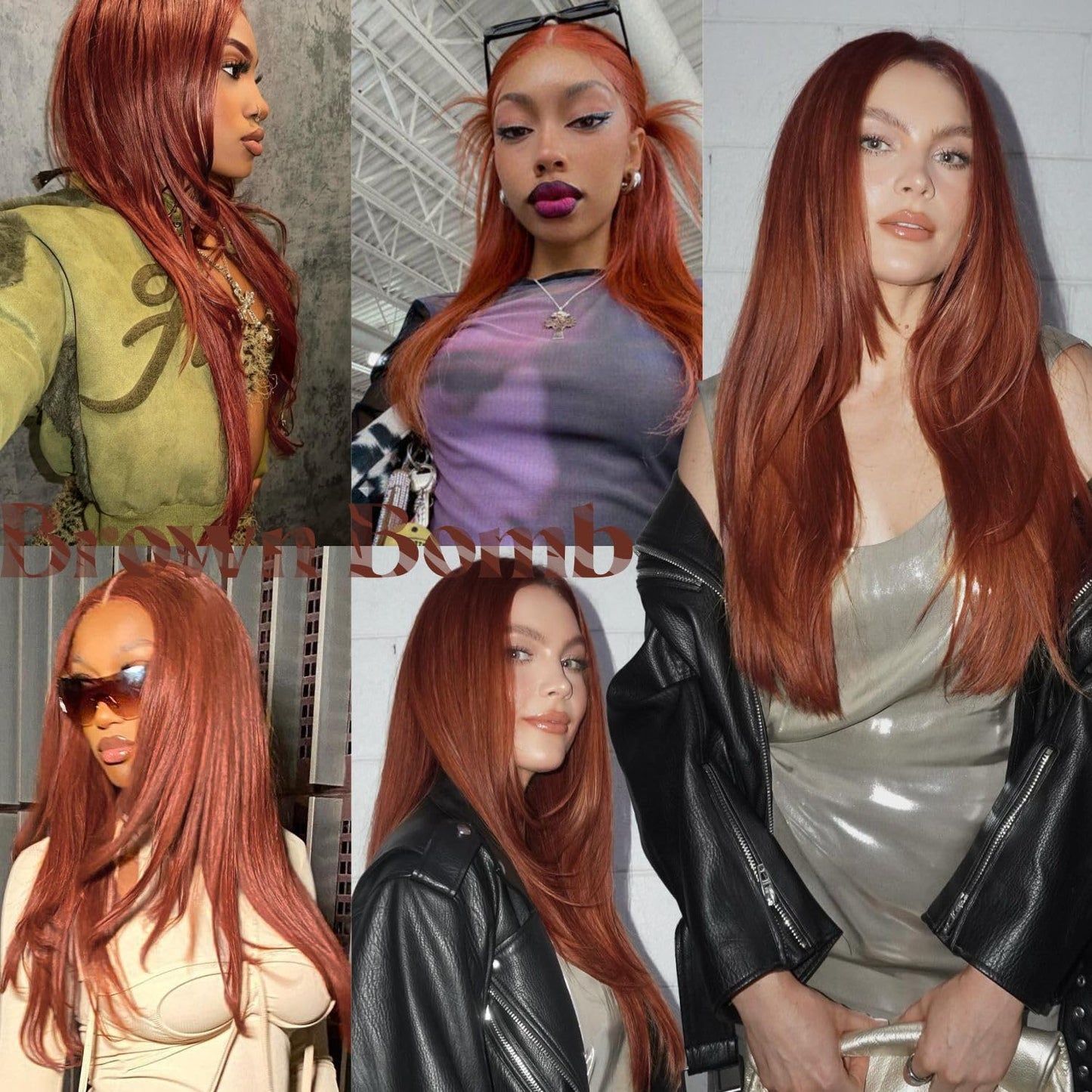 BrownBomb Cooper Blond Wear and Go Glueless Wigs Pre Plucked Pre Cut for Beginners Synthetic Lace Front Wigs For Woman With Bangs Long layered Straight 26 Inch Ginger Highlights 3 Seconds to Wear