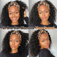 Aisaide Kinky Curly Headband Wig 14 Inch Headband Wigs for Black Women None Lace Front Curly Wave Half Hair Wig Wear and Go Glueless Wig