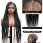 JALIZA 36" Boho Knotless Box Braided Wigs for Black Women Girls,Box Braided Wigs Full Lace Handmade with Human Hair Baby Hair,Black