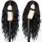 AISI HAIR Black Wig for Women, Long Wavy Lace Hairline Wig, 26 Inch Middle Part Synthetic Heat Resistant Wig for Daily Party
