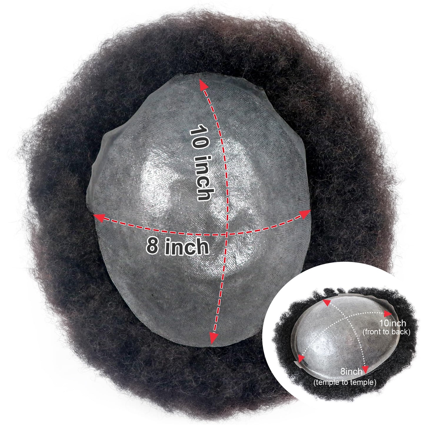 lumeng Afro Toupee Hair for Black Men african american wigs kinky-curly Mans Units PU Mens Wigs Human Hair System 8MM Afro Curl 360 waves Unit 8x10 Male Hairpieces 1B Off Black