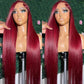 ANDRIA Lace Front Wigs Straight Hair Glueless Lace Wigs Synthetic Long Silk Straight Natural Wig Heat Resistant Fiber Red Wig With Baby Hair For Black Women 24 Inches