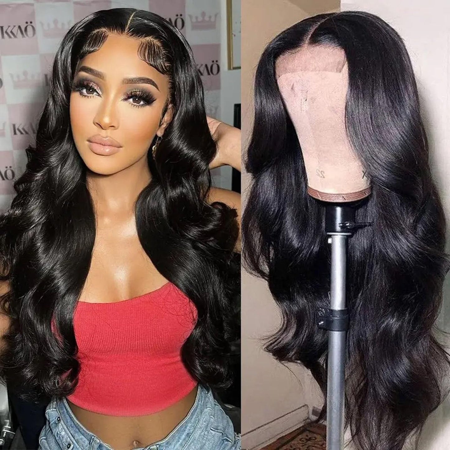 Sdeycui Lace Front Black Wigs Human Hair 13x6 HD Body Wave Wigs 20 Inch Curly Natural Glueless Wig for Women Pre Plucked