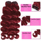 Ciracevi 99J Red Body Wave Human Hair Bundles 15A Raw Indian Hair Bundle burgundy Body Wave Bundles Hair Extensions(4 bundles 18 20 22 24)