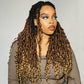 Toyotress Boho Human Hair Locs - 14 Inch 8 Packs Pre-Looped Crochet Curls, 3 Tones Ombre Brown With Curly Ends Braiding Hair Extensions (14 Inch, 8P-OT30/27)