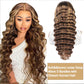10A Human Hair Loose Deep Wave Bundles with Closure, P4/27 Colored Ombré Brazilian Bundles with 4x4 Free Part Lace Closure - Blonde, Brown (22, 24, 26+20inch)
