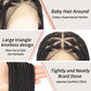 Lexqui 360° HD Full Lace Knotless Braided Wigs for Women Box Braid Wig Synthetic Hair Lace Front Braided Wigs with Baby Hair Braid Wig 36 Inch Black