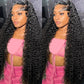 13x4 Water Wave Lace Front Wigs 180% Density Pre Plucked with Baby Hair Water Wave Transparent Lace Wigs Brazilian Virgin Human Hair 24Inch Glueless Water Wave Lace Frontal Wigs Natural Color