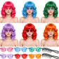 Suncalla 6 Set Wavy Bob Wigs for Halloween Party Colored