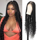 Lexqui 36" 360° HD Full Lace Braided Wigs for Women Box Braid Wig with Boho Curly End Triangle Knotless Braided Wigs with Baby Hair Handmade Synthetic Hair Braided Lace Front Wig Black