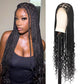 Lexqui 36 inch 360° Hd Full Lace Braided Wigs for Women Knotless Braided Wigs Box Braid Wig with Curly End Braid Lace Front Wig with Baby Hair Black