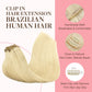 GOO GOO Clip in Hair Extensions Real Human Hair, Remy Human Hair Extensions Clip ins for Women, Natural Human Hair, 14inch 120g 7Pcs, 613R Bleach Blonde