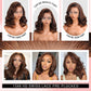 Afribye Brown Wig Human Hair 200% Density 13x6 Body Wave Lace Front Wigs Human Hair Pre Plucked Short Wigs for Black Women Glueless Frontal Wig Human Hair Loose Wavy 14 inch