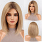 starluck Human Hair Wig for Women Wigs Real Human Hair Ligth Brown Wigs Layered Bob Wig 12 Inch Silk Base Realistic and Resistant for Daily Party Use