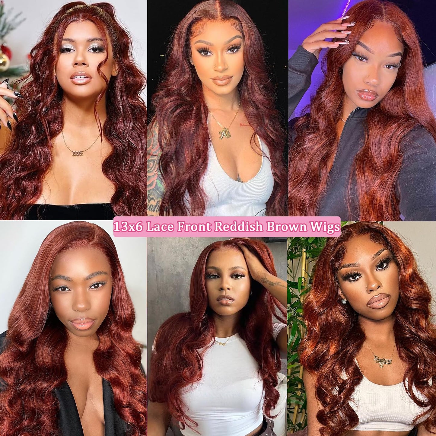 QZOQZO Reddish Brown Lace Front Wig Human Hair Body Wave Lace Front Wigs Human Hair 13x6 Pre Plucked 33# Colored Red Wig 180% Density Glueless Wigs for Women 28Inch