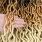 14 Inch Goddess Faux locs Crochet Hair 6 Packs/Lot Soft Gypsy Locs Wavy Crochet Braids Dreadlocks 3 Tone Curly Wavy Twist Braiding Hair Extensions African Roots Braid（1B/27/613)