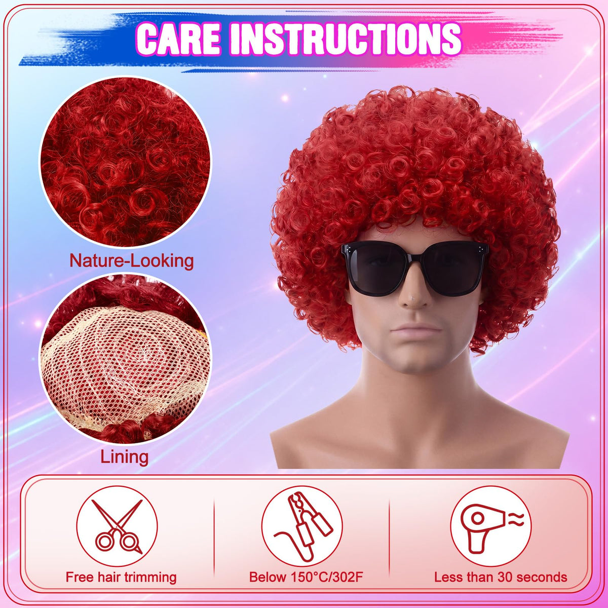 Suncalla 6 Set Afro Wigs for Halloween Party Colored