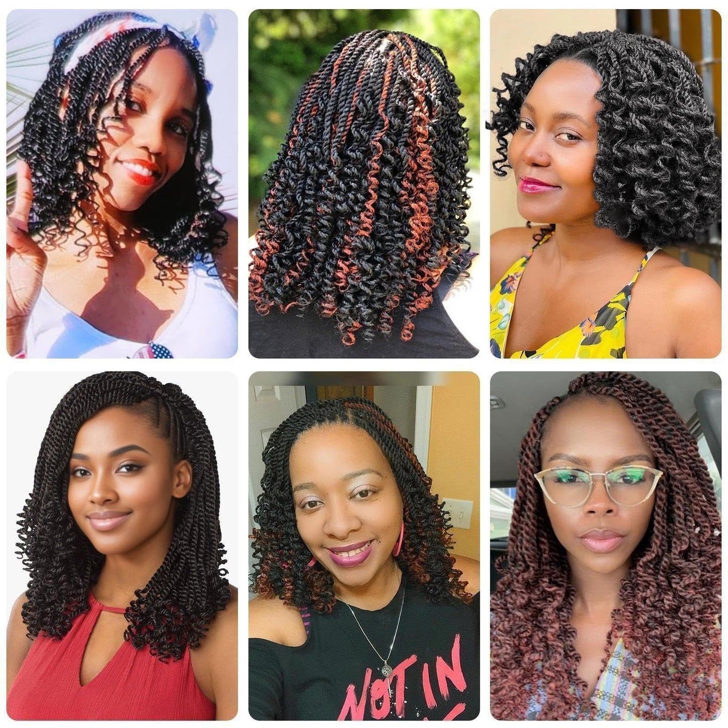 8 Inch Kids Crochet Hair Wavy Senegalese Twist Crochet Hair Color 2 8 Packs Short Bob Pre Looped Crotchet Braids with Culy Ends for Little Girls (8 Inch,2)