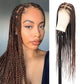 Olymei 360° Hd Full Lace Large Square Knotless Braided Wigs for Women Box Braid Wig with Baby Hair Long Brown Premium Synthetic Braided Lace Front Wigs 36"