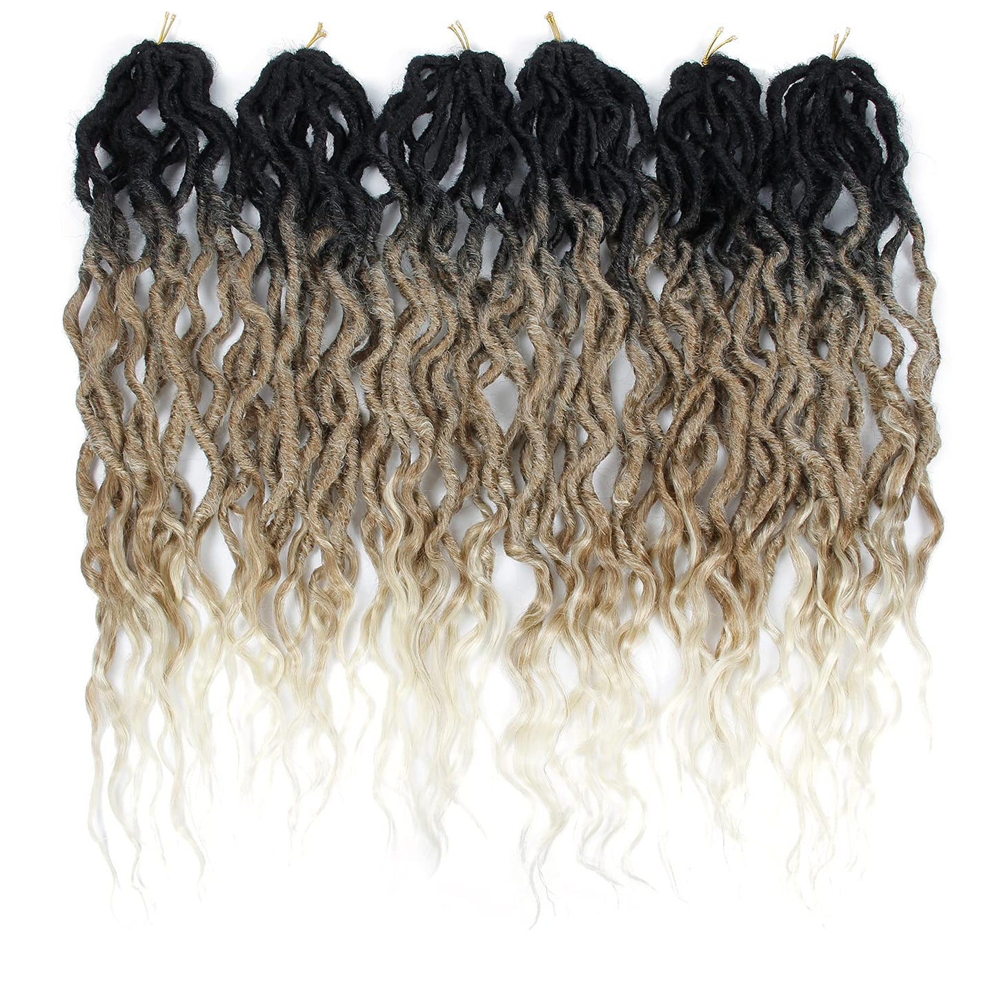 Faux Locs Crochet Hair 6Packs 24Inch Goddess Locs Crochet Hair,Soft Locs Crochet Locs With Curly Ends (24'', 1B/27/613)