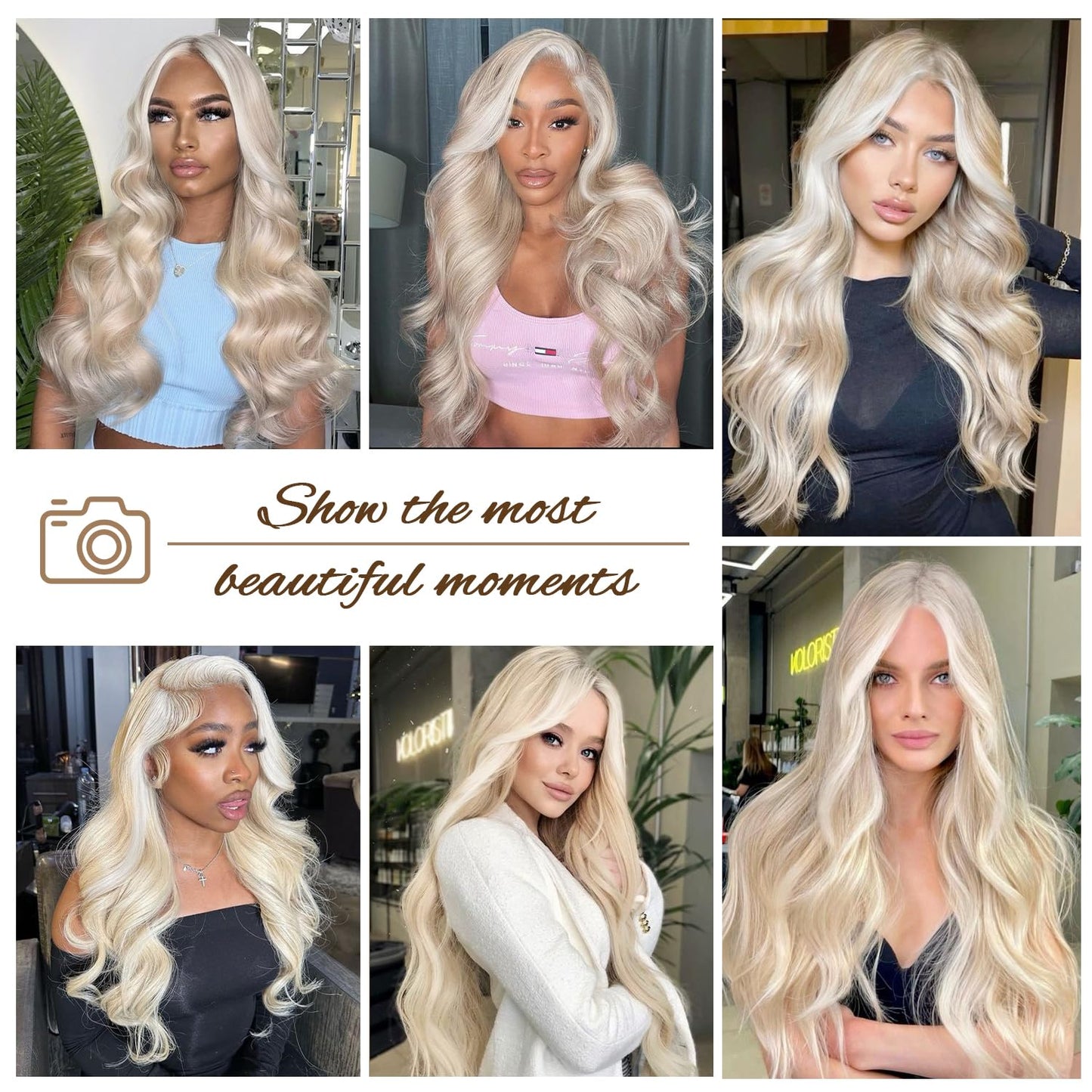 SAPPHIREWIGS 13×4 Body Wave Lace Front Wig for Women Highlight Ash Blonde with White Tips Pre Plucked Hairline Long Wavy Synthetic Wigs for Daily Party Use 26inch