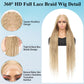 Olymei 360° HD Full Lace Knotless Braided Wigs for Women Box Braid Wig with Baby Hair Premium Synthetic Long Light Brown Ombre Blonde Braided Lace Front Wigs 36"