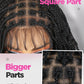 FANCEE Full Lace Box Braid Wig with Baby Hair Pre Plucked Knotless Square Part Braided Wig for Black Women Full Double Lace Frontal Synthetic Handmade Braids Natural Hairstyle(1b, 32")