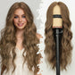 Eawwii Ash Brown Wig for Women Long Wavy 4x1 Lace Natural Hairline Glueless for Beginners Middle Part Synthetic for Daily Party Use 26Inch