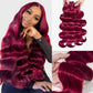 Burgundy Bundles Human Hair 4 Bundles 18 20 22 24 Inch Hair Extensions Burgundy Body Wave Human Hair Bundles 100% Unprocessed Brazilian Virgin Hair Quick Weave Red 99J