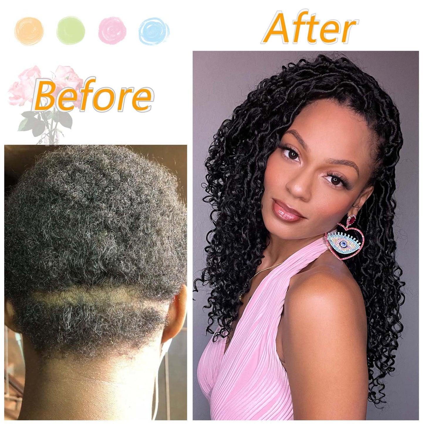 Col Bling Goddess Locs Crochet Hair 16 Inch 8 Packs Faux Locs Crochet Hair for Women Pre Looped Crochet Boho Goddess Faux Locs Crotchet Hair with Curly Ends #1B