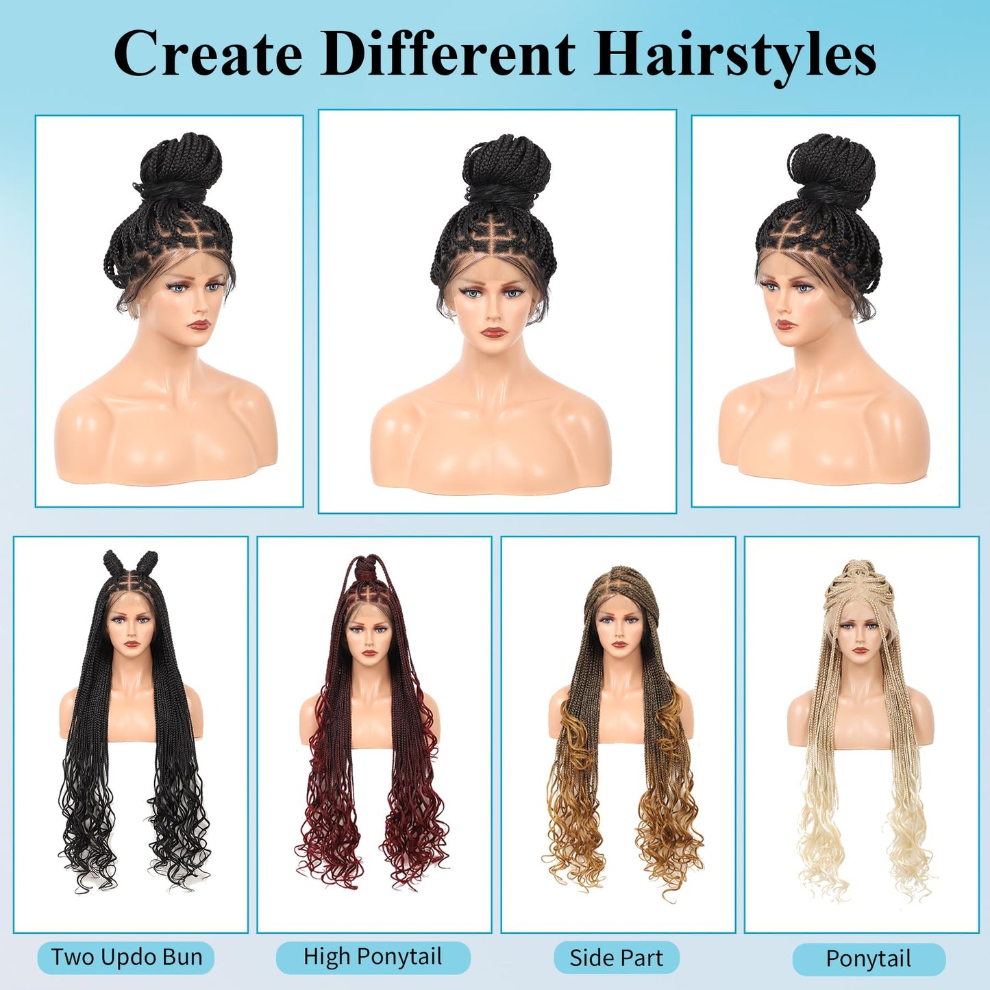 Olymei HD Full Lace Knotless Braided Wigs for Black Women Box Braid Wig Boho Curly Ends Braided Wigs with Baby Hair Premium Synthetic Boho Braided Wig,36 Inch 360° HD Full Lace