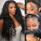 KVFCT 13x6 HD Lace Front Wigs Human Hair Deep Wave Wig for Women 200% Density Transparent Curly Lace Front Wigs 24 Inch Deep Wave Frontal Wigs Pre Plucked Wet and Wave Lace Front Wigs with Baby Hair