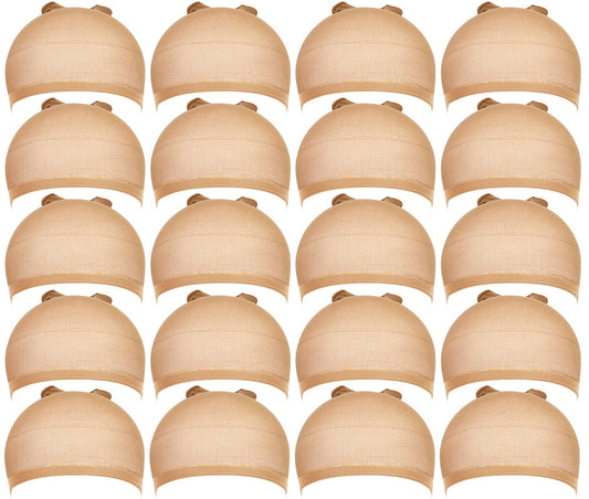 Teenitor Wig Cap, 20pcs Stocking Caps for Wigs, Tan Wig Cap for Women, Stretchy Nylon WigCap Beige
