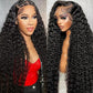 Gearina 36inch Deep Wave Lace Front Wigs Human Hair 200 Density 13x6 HD Transparent Lace Front Wigs for Women Deep Curly Lace Frontal Pre Plucked Wig Human Hair Glueless Wigs Natural Black