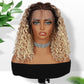 Fancy Hair Braided Wig Cornrow with Curly Hair Wig HD Lace Front with Baby Hair Pre Plucked Glueless Transparent 13x4 Inch Lace Frontal Wig for Black Women (Ombre Blonde, 16 inches)