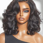 LUVME HAIR 100% Human Hair Wigs Loose Wave Glueless Lace Front 14 Inches, Pre Cut Plucked Hd Lace Short Wig Ready To Go Natural Color Straight Bleached Knots Side Part Black Wigs